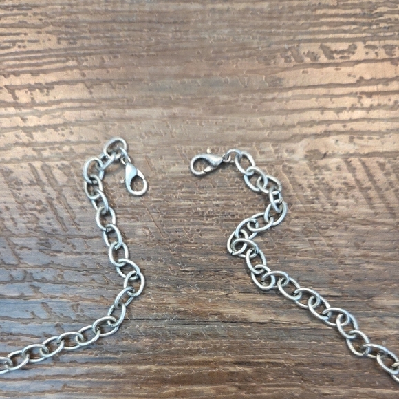 Boho Necklace Diamond Pattern Bib Style Silver With Amber & Turquoise Color - Picture 4 of 5